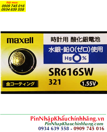 Maxell SR616SW, Pin đồng hồ 1.55v Silver Oxide Maxell GOLD SR616SW - Pin 321 (pin được mạ I-ON vàng)